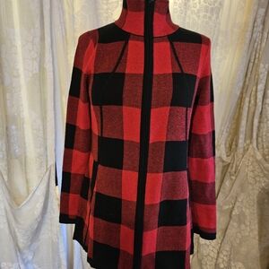 Adrienne Vittadini Red & Black Checkered Sweater